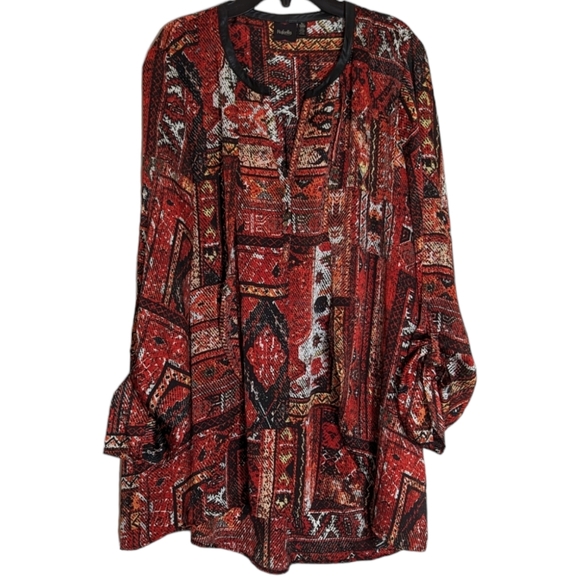 Rafaella Tops - Rafaella Multicolor Red and Black Tunic Size‎ XL